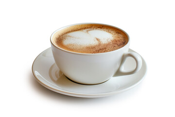 Fototapeta premium Elegant White Coffee Cup with Heart-Shaped Foam Art