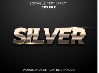 silver text effect, font editable, typography, 3d text. vector template