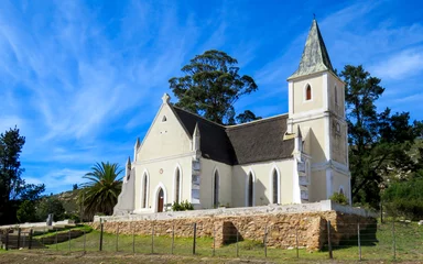 Fototapeten Lutheran Evangelical Church in the hamlet of Haarlemnear Avonttur in the picturesque Langkloof valley. Completed in 1880 this splendid Gothic-Revivalist house of worship dominates the local landscape. © Adrian