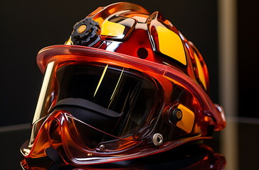 a fire helmet that is worn on a truck, generative ai