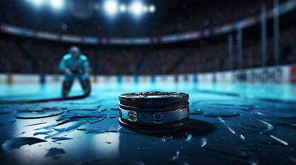 a hockey stick on a rink in a hockey game, generative ai - obrazy, fototapety, plakaty