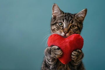Cat's Heartfelt Gesture: Love in Action, AI Generative
