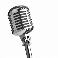 Fototapeta premium Chrome Microphone On White Background, Illustrations Images