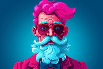 Man With Pink Hair and Beard Wearing Sunglasses