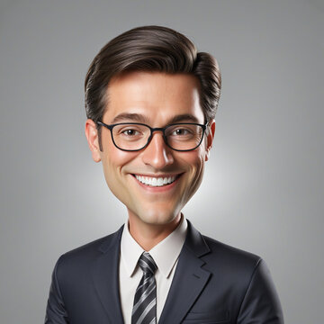 Male businessman smile, 3D illustration style