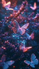Obraz na płótnie Canvas Flying Delightful Magical Butterflies in Cosmic Space