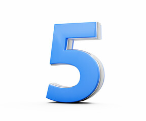 3d Blue 5 Five Digit 3d Five Number Isolated On White Background 3d Illustration