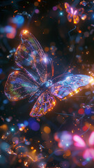 Flying Delightful Magical Butterflies in Cosmic Space