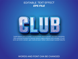 club text effect, font editable, typography, 3d text. vector template