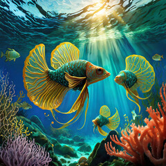 바다의 물고기 - obrazy, fototapety, plakaty