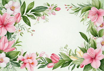abstract floral frame wallpaper drawn  - obrazy, fototapety, plakaty