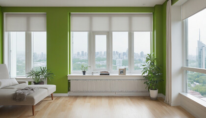 White window view home interior green wall building