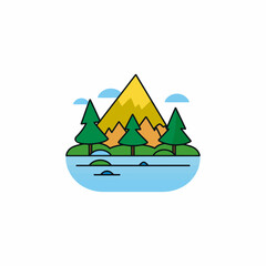 Mountain landscape colorful logo vector icon design template