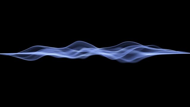 Waves of blue particles looks like smoke, seamless loop 4K video