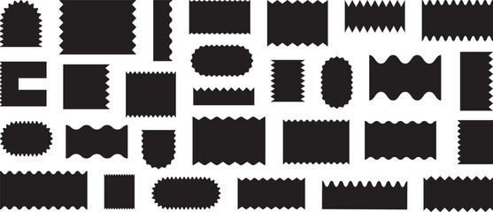 Shape retro sticker, abstract frame, pop form, cartoon trendy label. Y2k vector element on white background. Geometric badge, template wave border, zig zag graphic figure. Minimal illustration