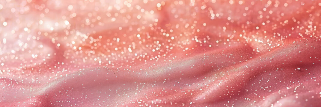 Peach pink  glitter bokeh texture background , Rose gold pink sparkle glitter pattern, banner
