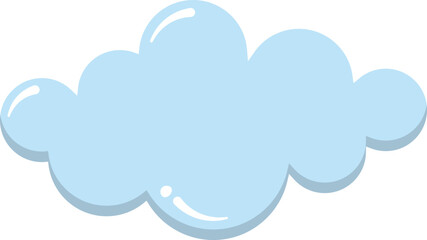 Vector Flat Cartoon Blue Cloud Isolated on White Background. Minimal Cloud in Cartoon Style. Funky Cartoon Style One Cloud design element. Environment illustrations.