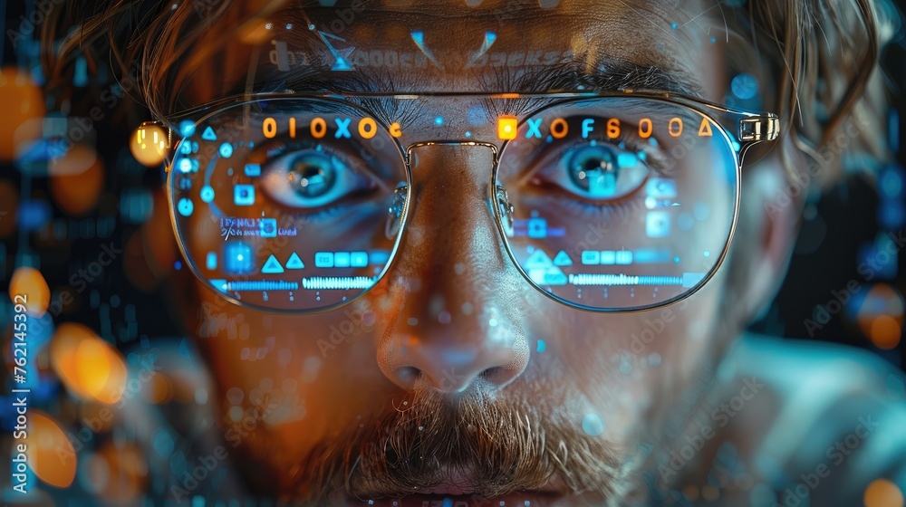 Leinwandbilder a male programmer are navigates the intricate complexities of data analysis, his laptop a conduit to