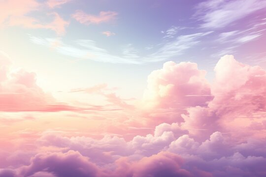 Dreamy Pink clouds. Light soft gradient. Generate Ai