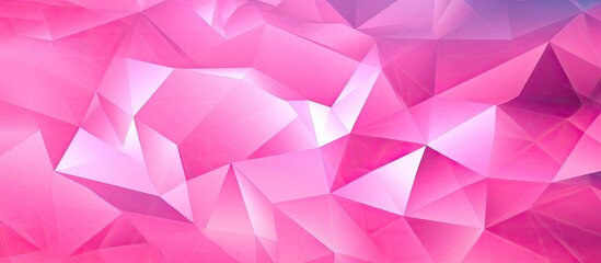 Obraz premium A vibrant pink background with a creative geometric pattern of triangles in shades of purple, magenta, and violet. A closeup view of an artistic and intricate design inspired by tints and shades