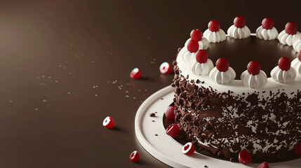 Black Forest Cake 3d Advertisement Banner  Generative AI.