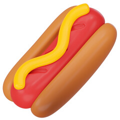  hot dog with mustard 3d icon render