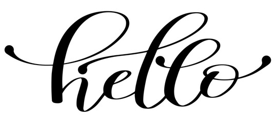 welcome hand lettering text black on white background. Modern calligraphy style 
