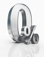 Visual Representation of Zero Procent - 3D Render of 0% - Graphic Support for Business, Sales, Finance and Marketing Purposes