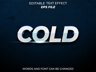 cold  text effect, font editable, typography, 3d text. vector template