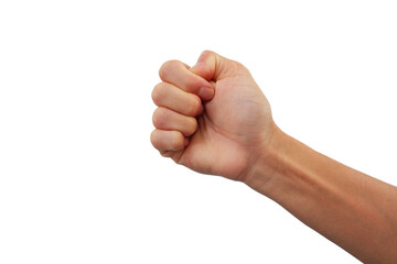 Showing a hand signal meaning "smashing" on a white background.