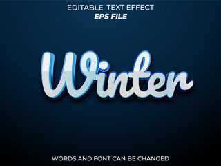 winter text effect, font editable, typography, 3d text. vector template