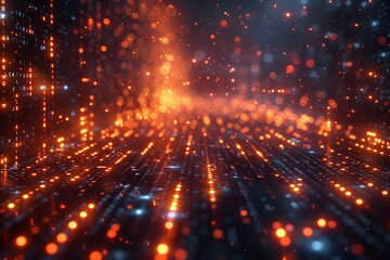 Fototapeta premium A computer network with a large orange circle in the middle. futuristic technology background