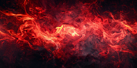 Fototapeta na wymiar red fire flames on dark background, banner