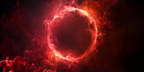 red circle fire flames on dark background