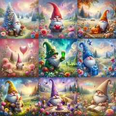 set of holiday gnomes