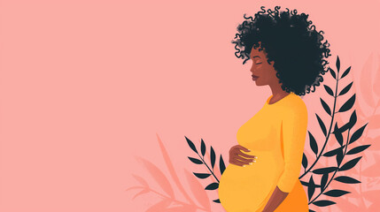 Illustration standing black woman. Gynecological health concept vector illustration