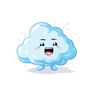 Waving thunder cloud character cartoon flat vector