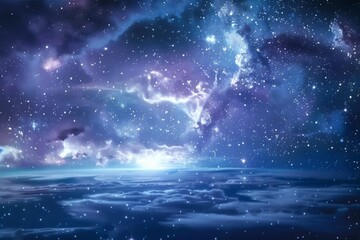 Obraz na płótnie Canvas A peaceful galaxy landscape with a calm sea of stars and gentle nebulae.