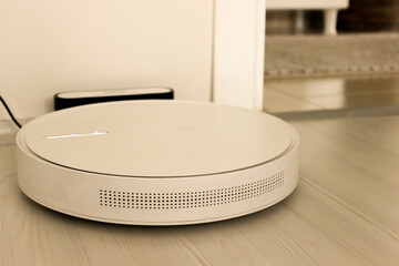 Smart robot vacuum cleaner maintenance and repairs close up view
