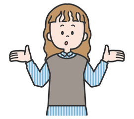 手を挙げている女性のイラスト