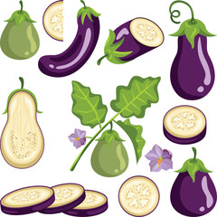 Digital set of fresh eggplant - 762156155