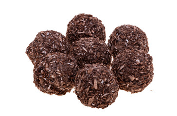 chocolate truffle with nut isolated