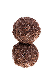 chocolate truffle with nut isolated
