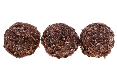 chocolate truffle with nut isolated