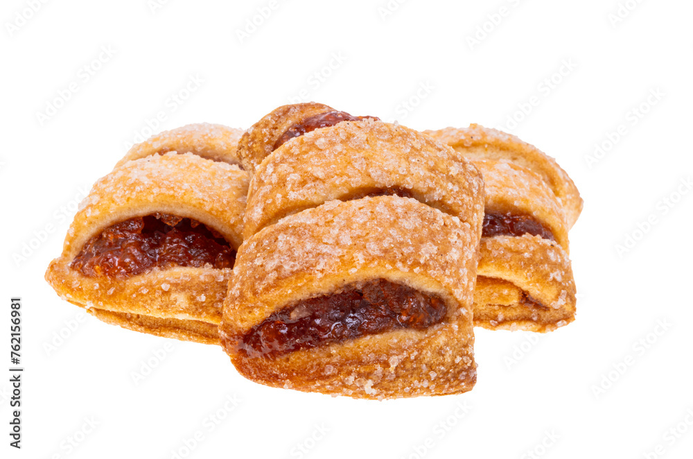 Poster puff pastry with jam isolated