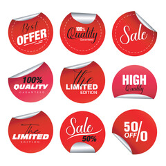 Pack of colored labels with special discounts, flash sales, buy now, new arrivals, Best offer vector set design 