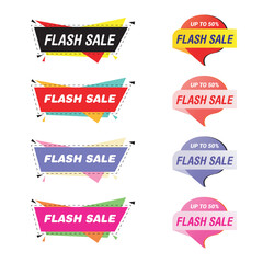 Pack of colored labels with special discounts, flash sales, buy now, new arrivals, Best offer vector set design 