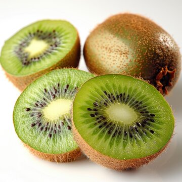 Kiwi Fruits On Table White On White Background, Illustrations Images
