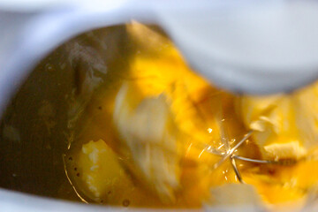 Sweet dough apple pie preparation in the kitchen close up view
