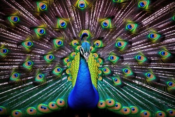 Obraz premium Delicate Peacock oriental flower. Beauty decorative. Generate Ai